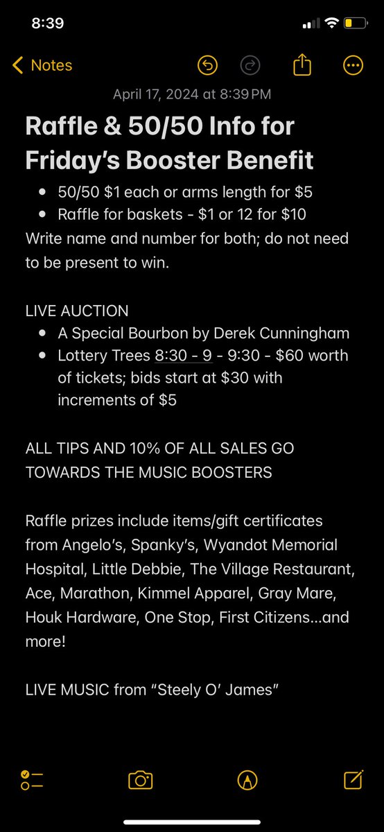 Come out and support the music boosters!