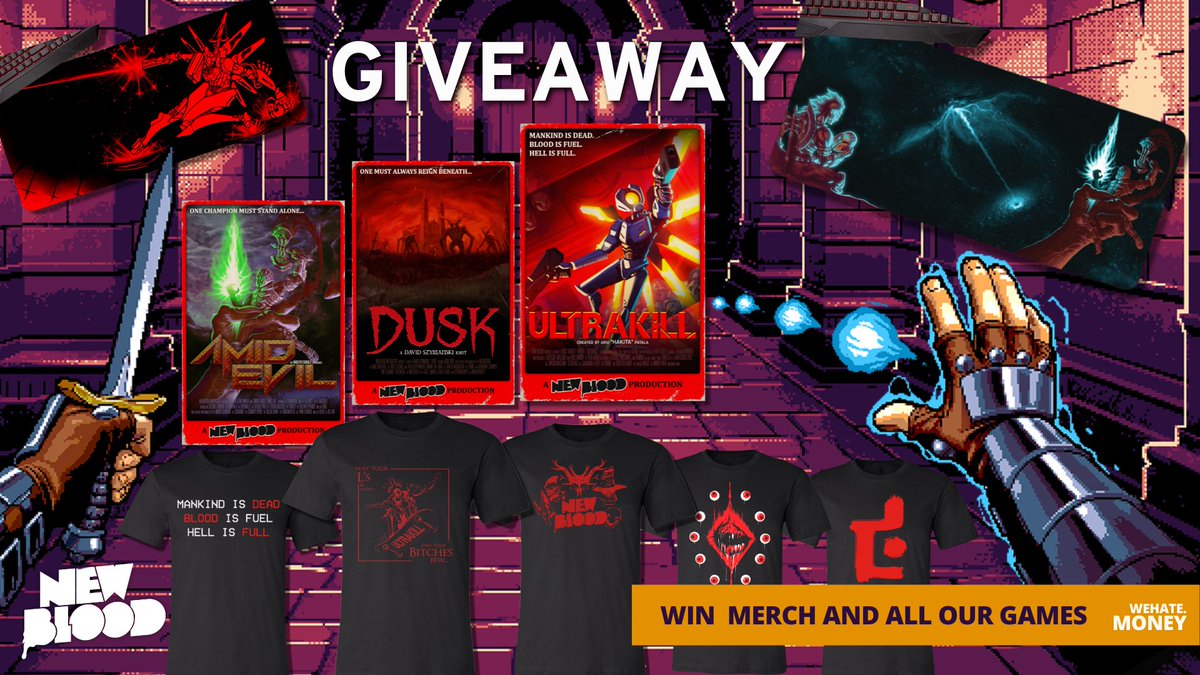 The #FPSFest is ON so it's time for another #GIVEAWAY

Top prize is a Shirt, a Poster, a Desk Mat plus.... 

NEW BLOOD GAMES FOR LIFE!

RT + FOLLOW + Enter to WIN NOW ⬇️ 

gleam.io/UVSah/new-bloo…