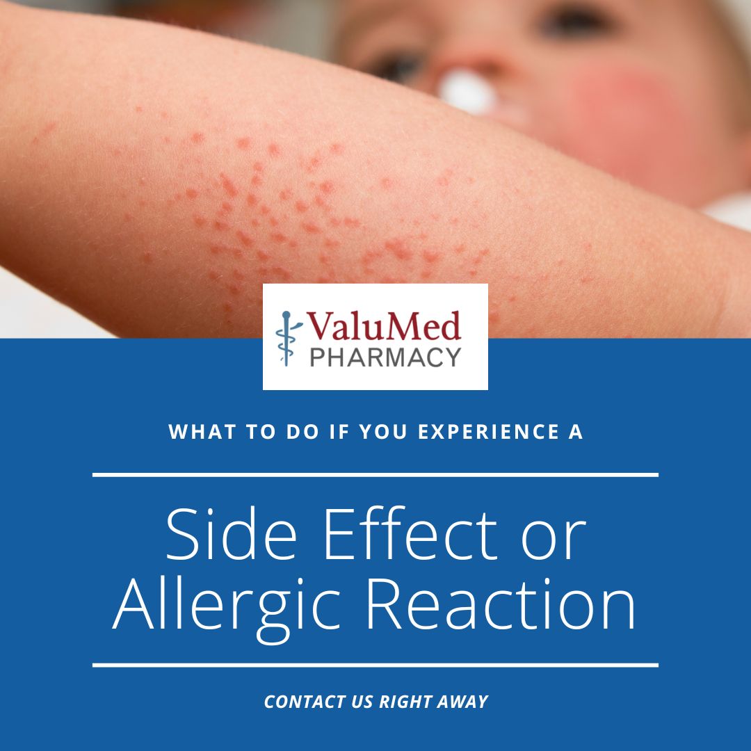 ValuMedPharmacy's tweet photo. When starting a new medication, it's important to be aware of any potential side effects or reactions your body may experience. Call us to discuss any concerns you have - your safety is important to us. https://t.co/BObqsz0pnk