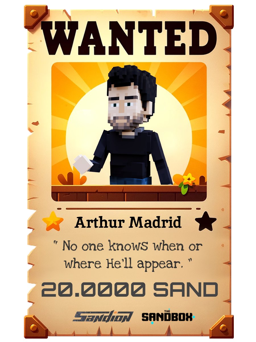 theSandion's tweet photo. WANTED (20/29)🔎 

Where are you on patrol to find good experiences?  

📅 Apr 18, 2024 01:00 UTC ~ Until caught 
🎁 20 SAND (First come, first served)  

🔗EVENT : https://t.co/SPs2Lo9zBb
🔗Zealy : https://t.co/JE7fnvyK4Y
🔗Discord : https://t.co/MsUv96FiVJ  

@TheSandboxGame @TheSandboxKorea @TSBCreators @borgetsebastien @thesandion @arthurmadrid @KamiSawZe @VeePyre @Pandapops7  #SANDION #TSBBuildersChallenge #Sandfam