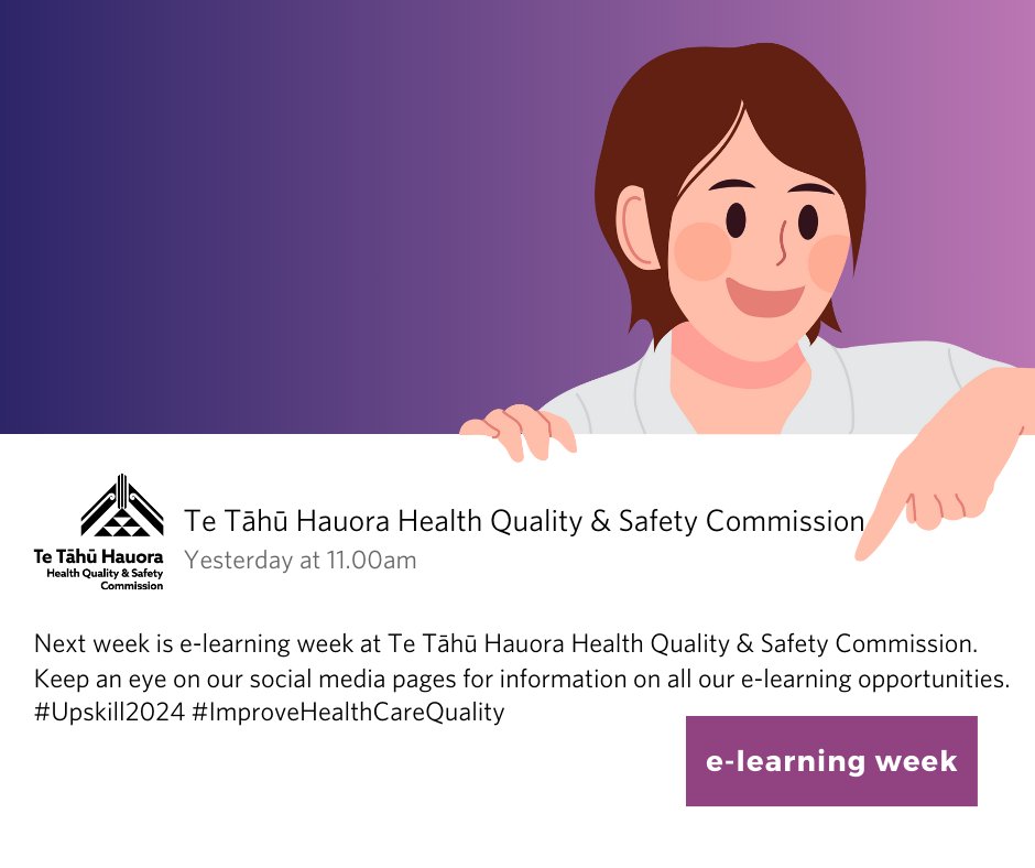 Get ready to elevate your skills with our e-learning week at Te Tāhū Hauora. Join us next week as we explore the exciting opportunities for you to upskill in 2024. #hqscnz