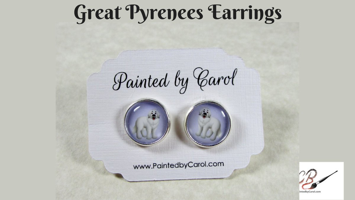 These sweet Great Pyrenees Earrings are only found in our Etsy shop. We have more than 70 breeds available. Your choice of studs, leverbacks or French wires. Matching pendant, too! Ships the next business day. #GreatPyrenees #Jewelry paintedbycarol.etsy.com/listing/148218…