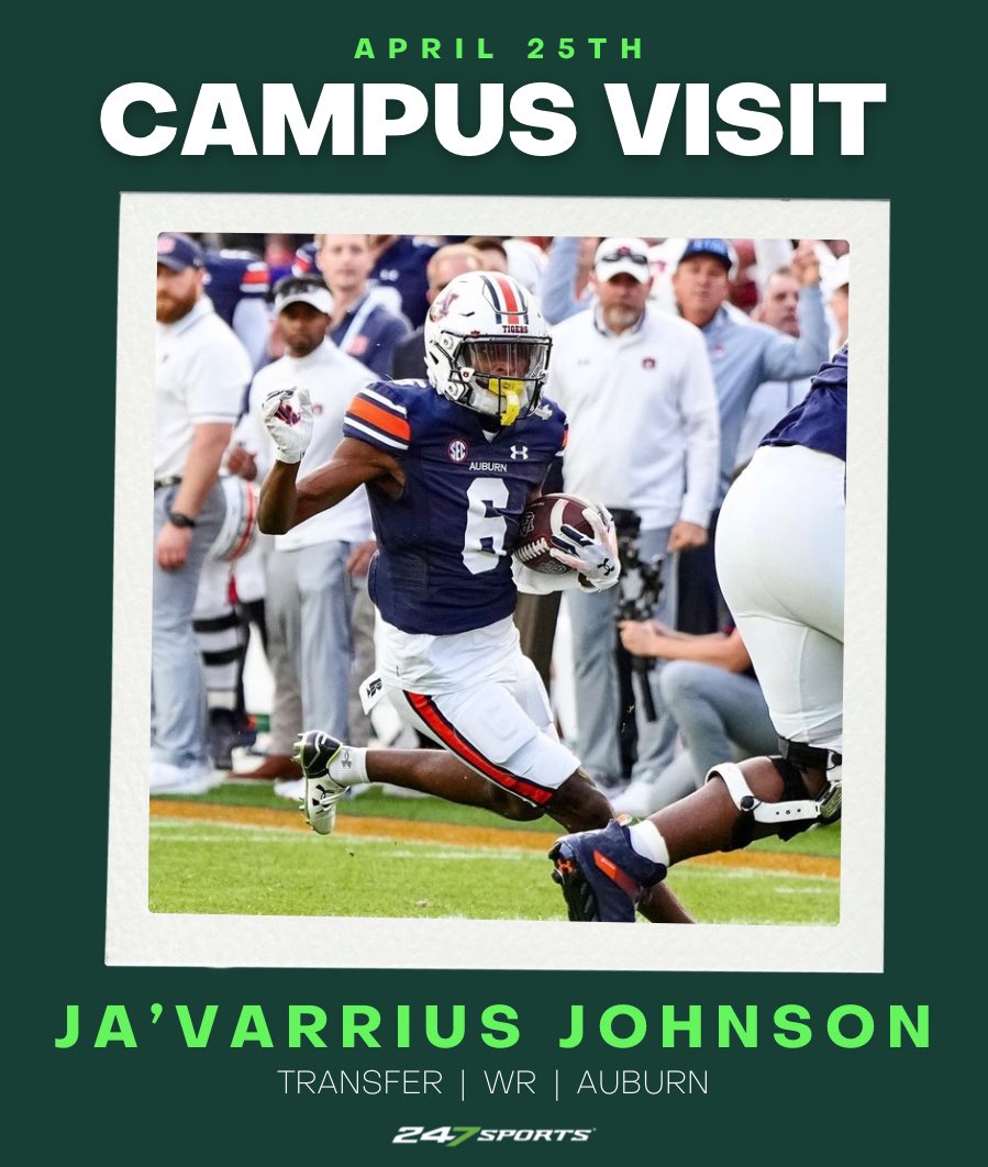 NEWS: #MichiganState will host #Auburn transfer WR Ja’Varrius Johnson on April 25th, his agent Shawn O’Gorman tells me. He has 1,114 yards & 8 TDs off of 64 catches in his career. The electric slot receiver is known for his speed & RPO usage. Story: 247sports.com/college/michig… ($)