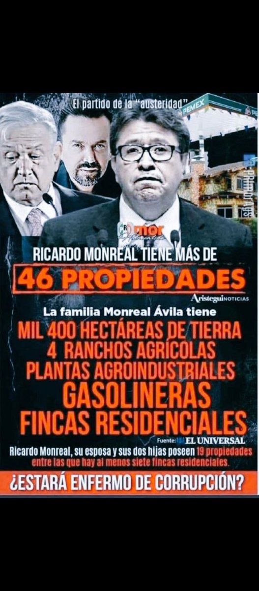 @JJDiazMachuca @RicardoMonrealA @SCJN @RicardoMonrealA está defendiendo con uñas y dientes, sus propiedades, creen que se humilla por buena gente? Si el #NarcoPresidenteAMLO41 lo tiene bien agarrado! Por eso ataca a otro Poder Independiente la @SCJN ! #NiUnVotoAMorena2024 #XochitlGalvezPresidenta2024 ❤️❌