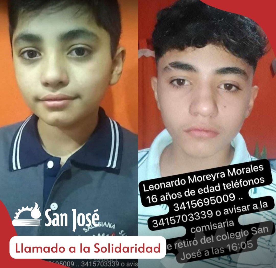🔴 Buscamos a Leonardo Moreyra Morales, de 16 años de edad. Al momento de la tarde vestía uniforme de gimnasia y/o la chomba de la escuela, y campera azul oscuro, junto a pantalón gris o jean.Ante cualquier información por favor comunicarse a los  teléfonos 3415695009, 3415703339