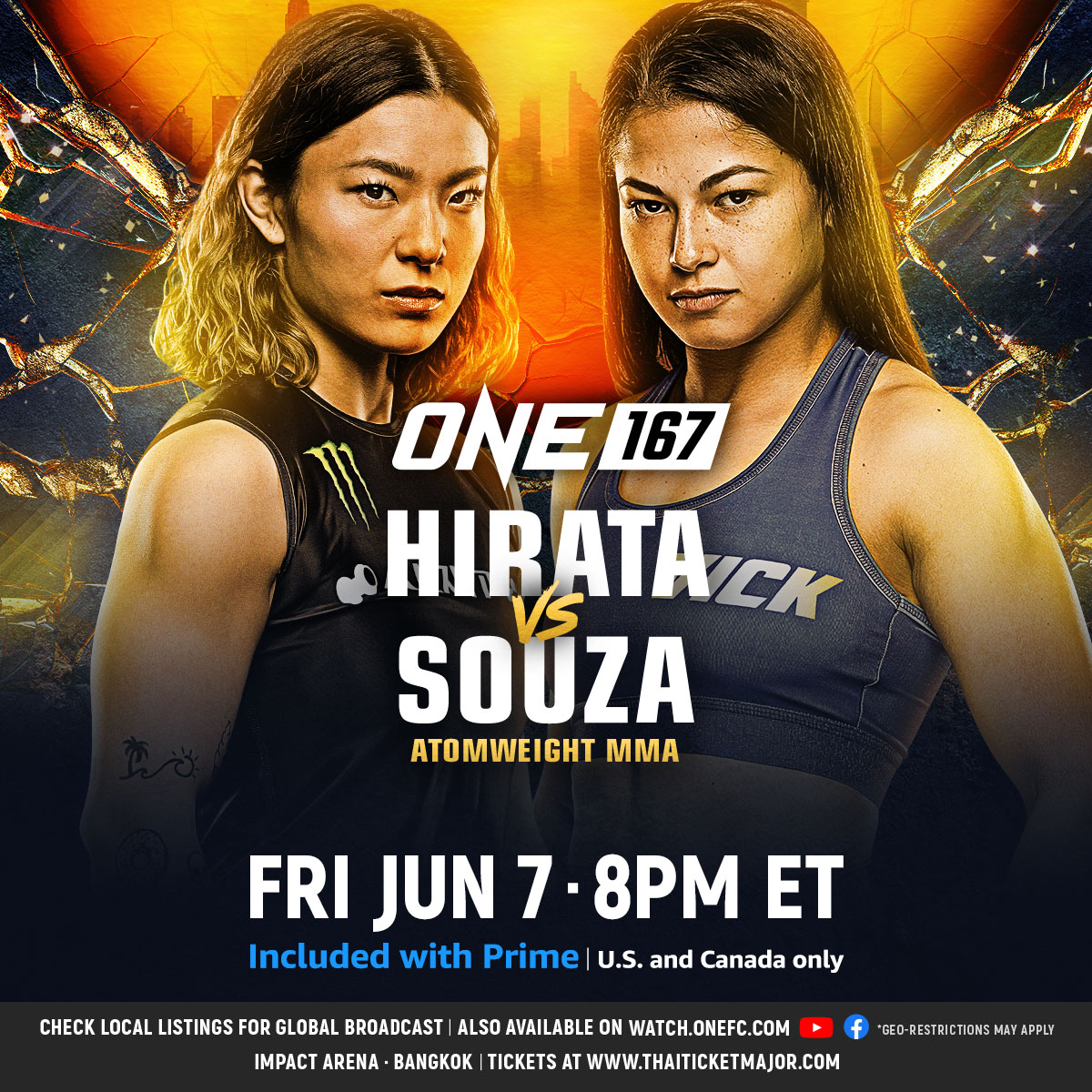 ANOTHER ONE 🚨 ONE 167 on @primevideo just added another banger as Japanese star Itsuki Hirata collides with Brazil’s Victoria Souza in an atomweight MMA showdown on June 7! 💥 #ONE167 | Jun 7 at 8PM ET 🇺🇸🇨🇦 Watch Live on Prime 🇬🇧🇮🇪 Watch Live on Sky Sports 🌍 Live TV broadcast