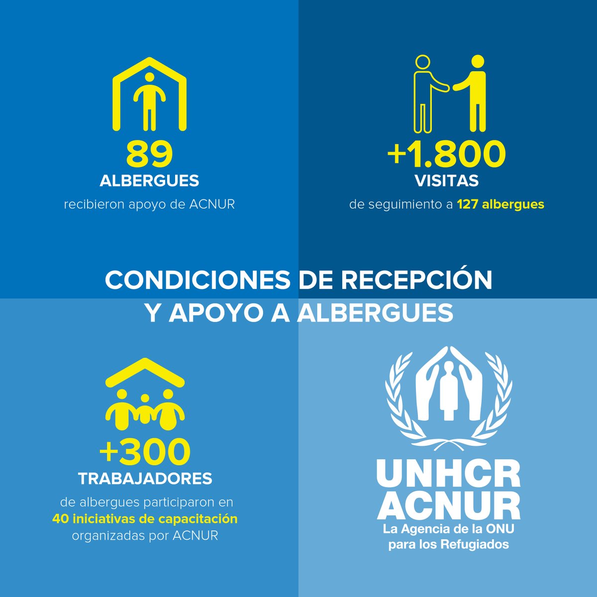 AcnurMexico's tweet photo. En 2023:

•⁠  ⁠Apoyamos a 89 albergues

•⁠  ⁠120 estudiantes refugiados recibieron becas para estudios universitarios.

•⁠  ⁠7790 personas refugiadas fueron reubicadas como parte del programa PIL.

Estos y más resultados se lograron gracias al apoyo de nuestros donantes. https://t.co/bjbpyri4ci