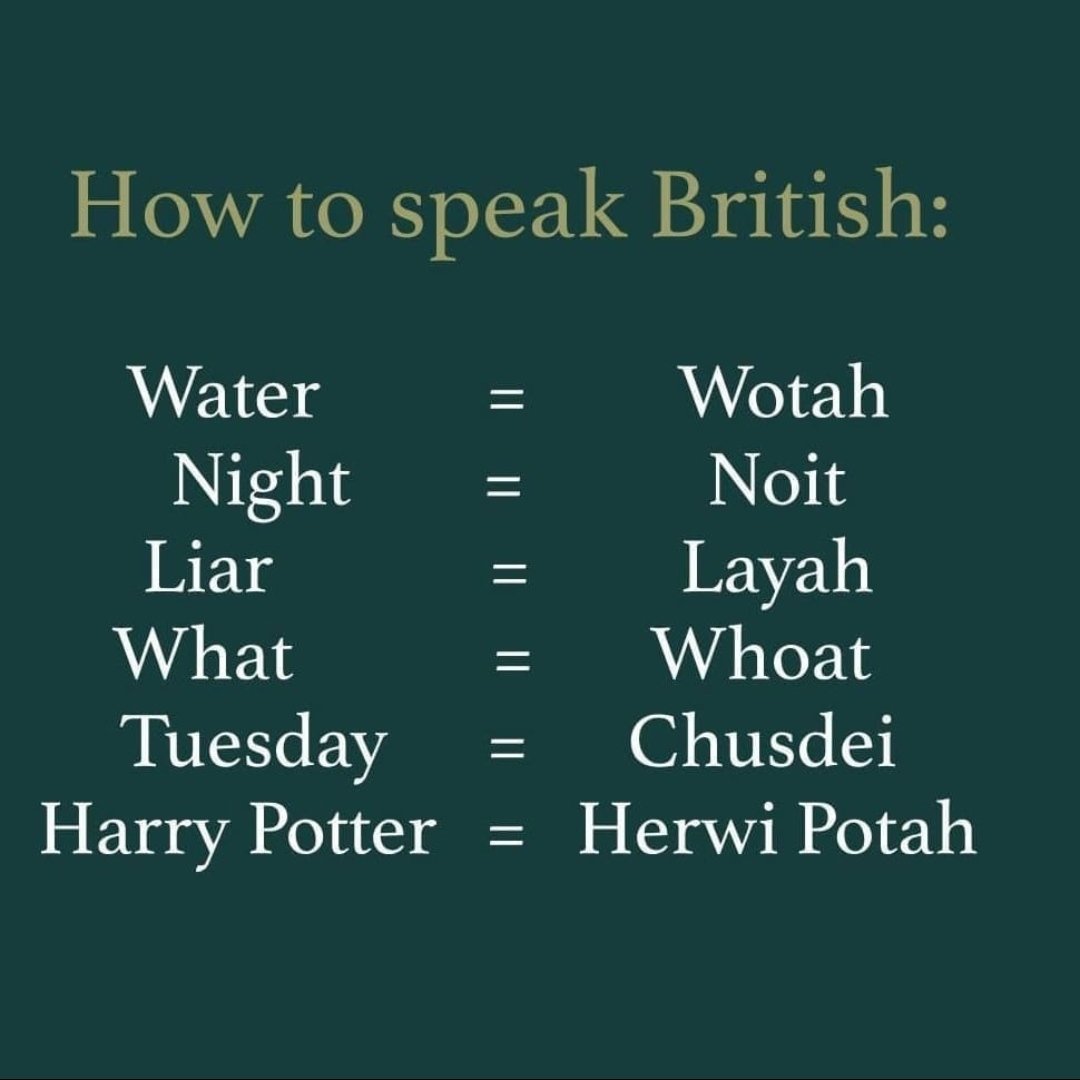 englishlearntip's tweet photo. How to speak British. https://t.co/53dR5JDAQB