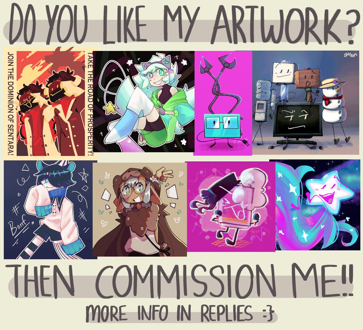 HEY GUYS!!! THE C0MMS ARE FINALLY OPEN🙏🙏

5 SLOTS ONLY SO ACT FAST YALLS!!!!!!!