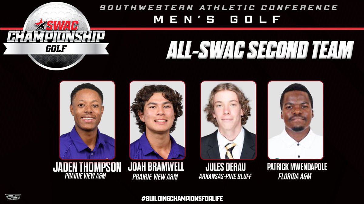 theswac's tweet photo. ongratulations to the 2024 SWAC Menβs Golf All-SWAC Second Team.
@cadillac
#SWACGOLF | #BuildingChampionsForLife https://t.co/ua5e4W672f