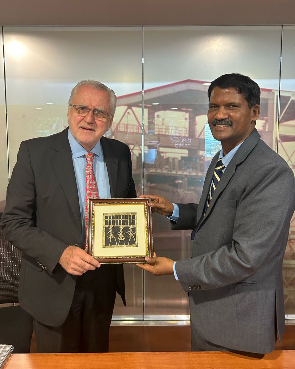 MinesMinIndia's tweet photo. Shri V. L. Kantha Rao, Secretary, @MinesMinIndia, held a meeting with Mr. Máximo Pacheco, Chairman of Codelco, on 16th April, 2024 in Santiago, Chile. The meeting's agenda focused on exploring potential opportunities in upcoming #Lithium and #Copper blocks, as well as fostering collaboration in capacity building initiatives.