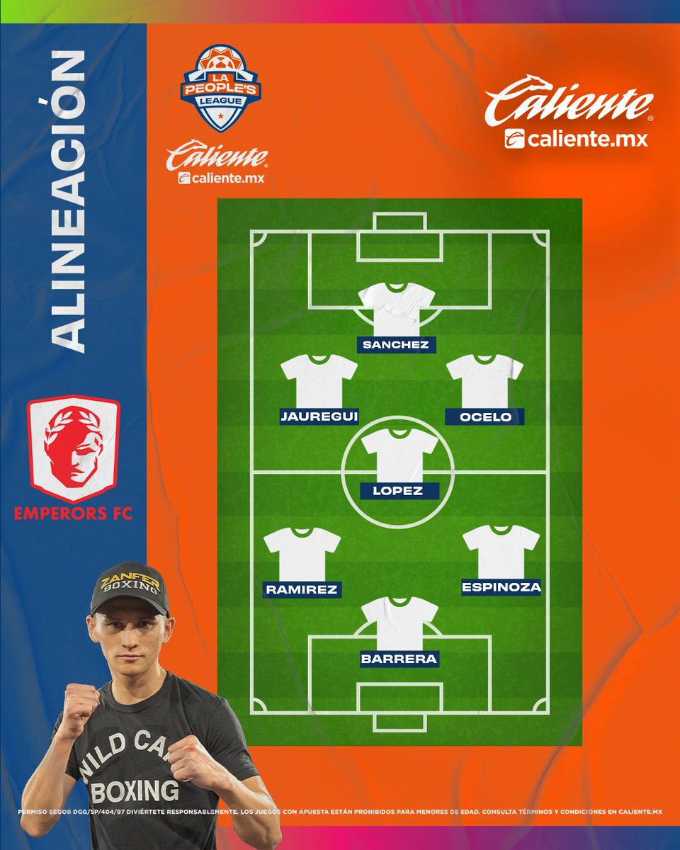 LaPeoplesLeague's tweet photo. ¡El duelo del descenso! 🤜🤛
Así saltan a la cancha #CallejerosFC y #EmperorsFC para su duelo decisivo en #LaPeoplesLeague
#FinalesLPL
#MásAcciónMásDiversión #JugamosPorMás @calientesports https://t.co/agzGzSXjdm https://t.co/DPHw0GDyFY