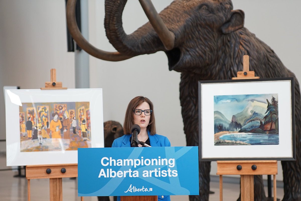 I want to thank Cynthia Moore, new board chair for the @AFA1991, Meaghan Patterson, Executive Director of the @RoyalAlberta, and @AJALouden featured artist in the “Here & Now” Exhibition for joining me at today’s announcement. #albertaarts #calgaryarts #edmontonarts #yycarts