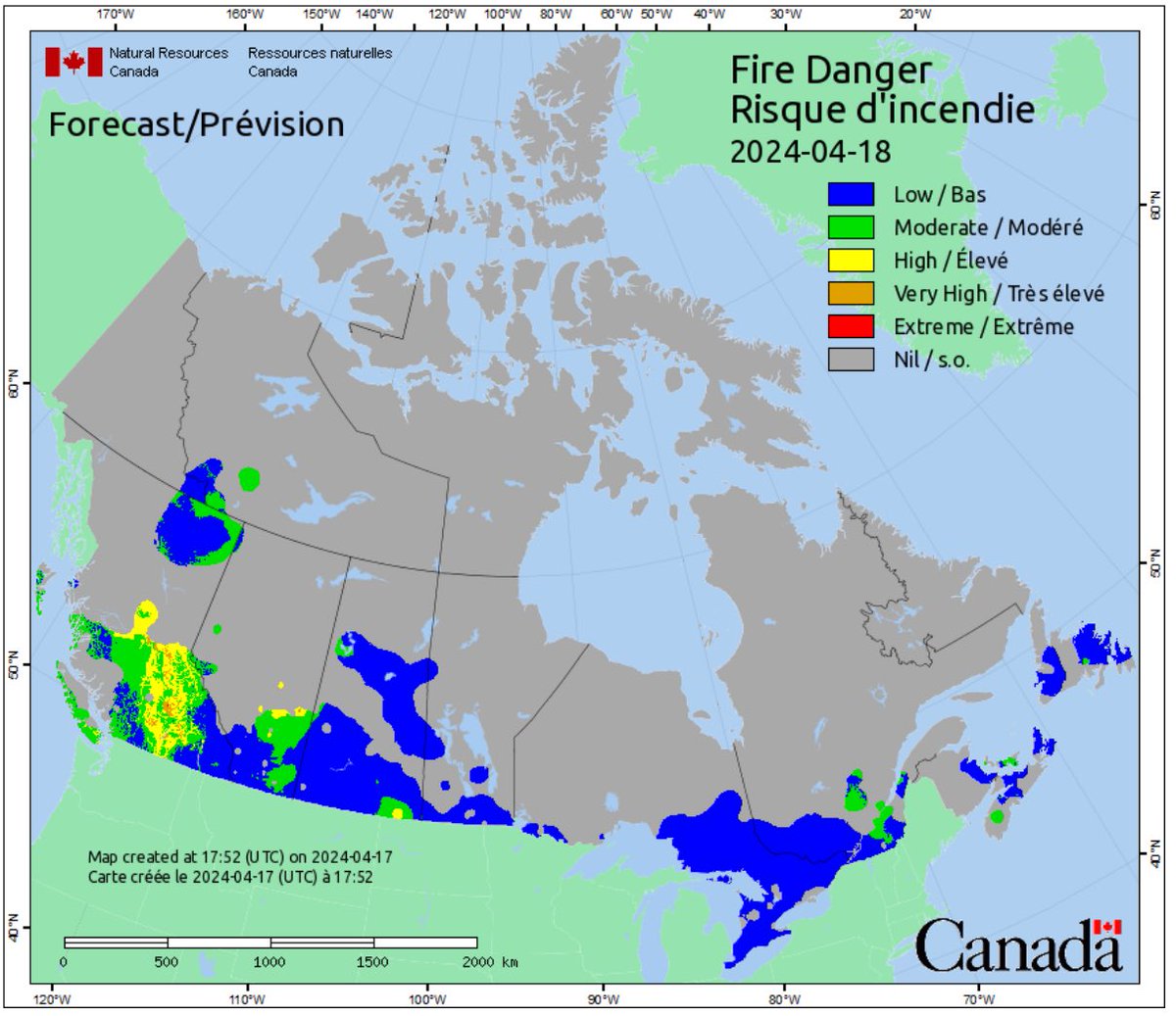 Remember this map, because in AB we are experiencing a rare moment of “low risk” in terms of Fire Danger. These ratings are based on 3 criteria: 1. How easy it would be for a wildfire to ignite 2. How difficult it would be to extinguish a wildfire 3. Potential level of damage