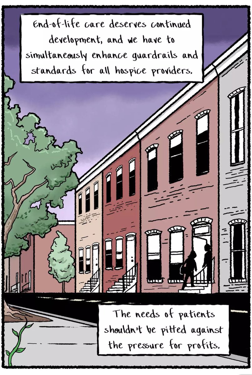 NathanAGray's tweet image. Re-posting last year’s LA Times comic on challenges with for-profit hospice for anyone who got stuck behind a paywall the first time around…  inkvessel.com/2024/04/11/pat… . There are awesome people working in all types of hospices, but for-profit structure feels perilous.