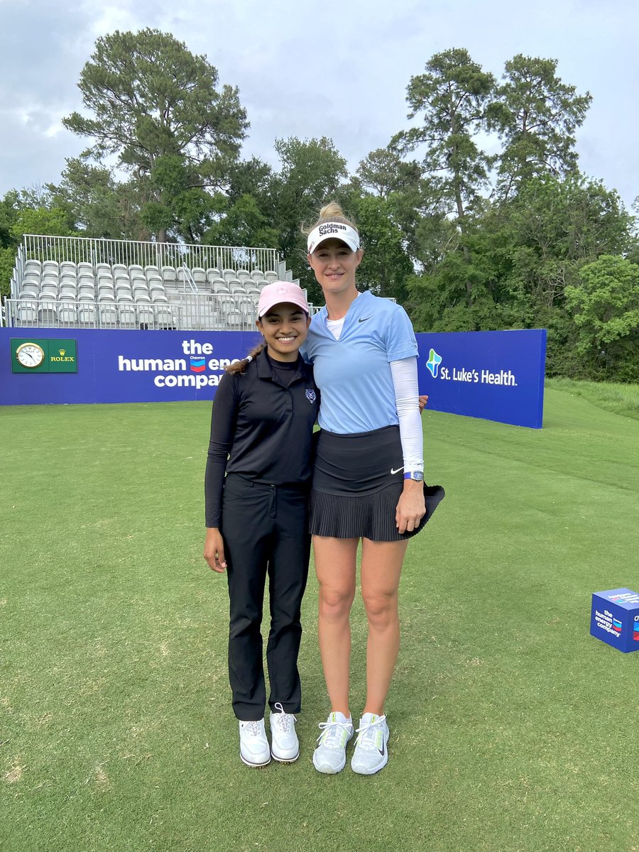 GoBlueTigers's tweet photo. Kaathi Gunasegar of @LUMO_WGolf with World #1 ranked golfer @NellyKorda at the Chevron Championship Pro-Am yesterday. #miaawg https://t.co/VXcGBWhK8C