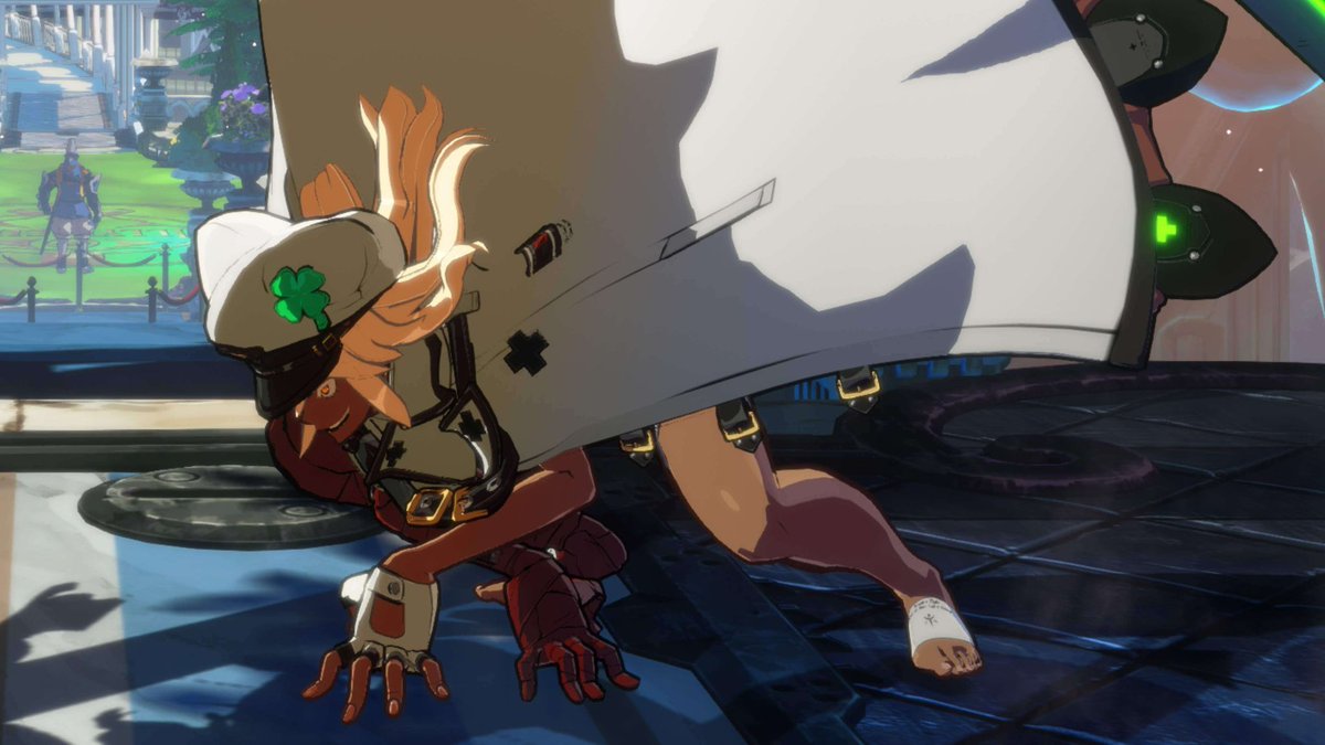 Ramlethal's smile during her crouch animation in Guilty Gear Strive.