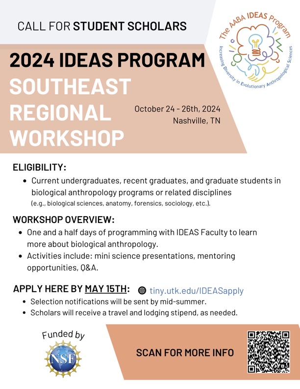 NEW! NEW! NEW! NEW! AABA IDEAS is holding a Southeastern Regional Workshop in Nashville, TN, in October. Applications are open now. We welcome all students - undergrads and grads - to apply! Also, please note...we're interested in hosting students from sister disciplines.