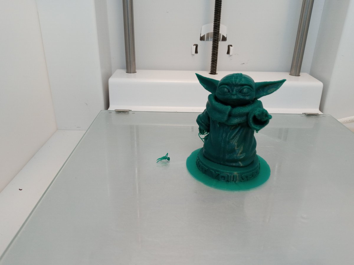 ABryantStarks's tweet photo. Tested a #3D print of #Grogu without supports on Ultimaker S3. I made it smaller but it came out nice. https://t.co/EpbmcW34yR