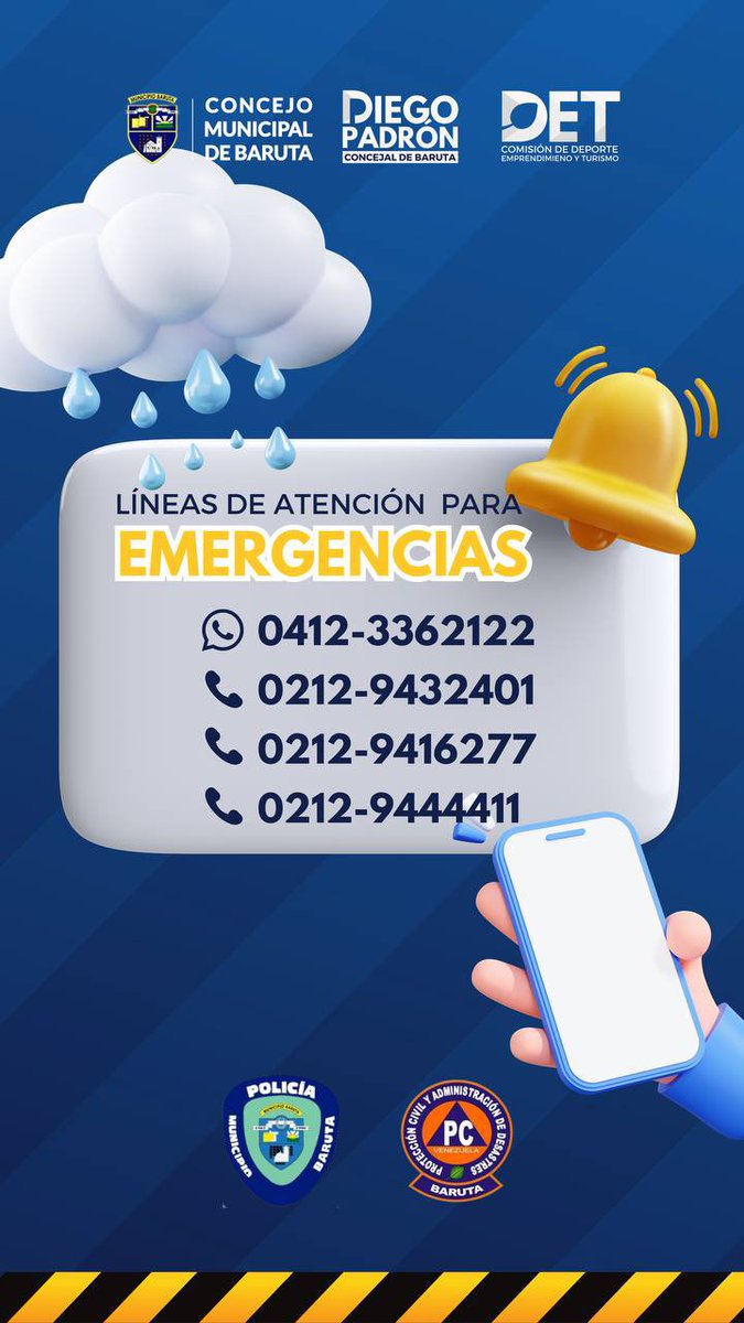 Vecinos, ante las fuertes precipitaciones que se han presentado en el municipio les recuerdo los números de emergencia e igualmente atento por esta vía.