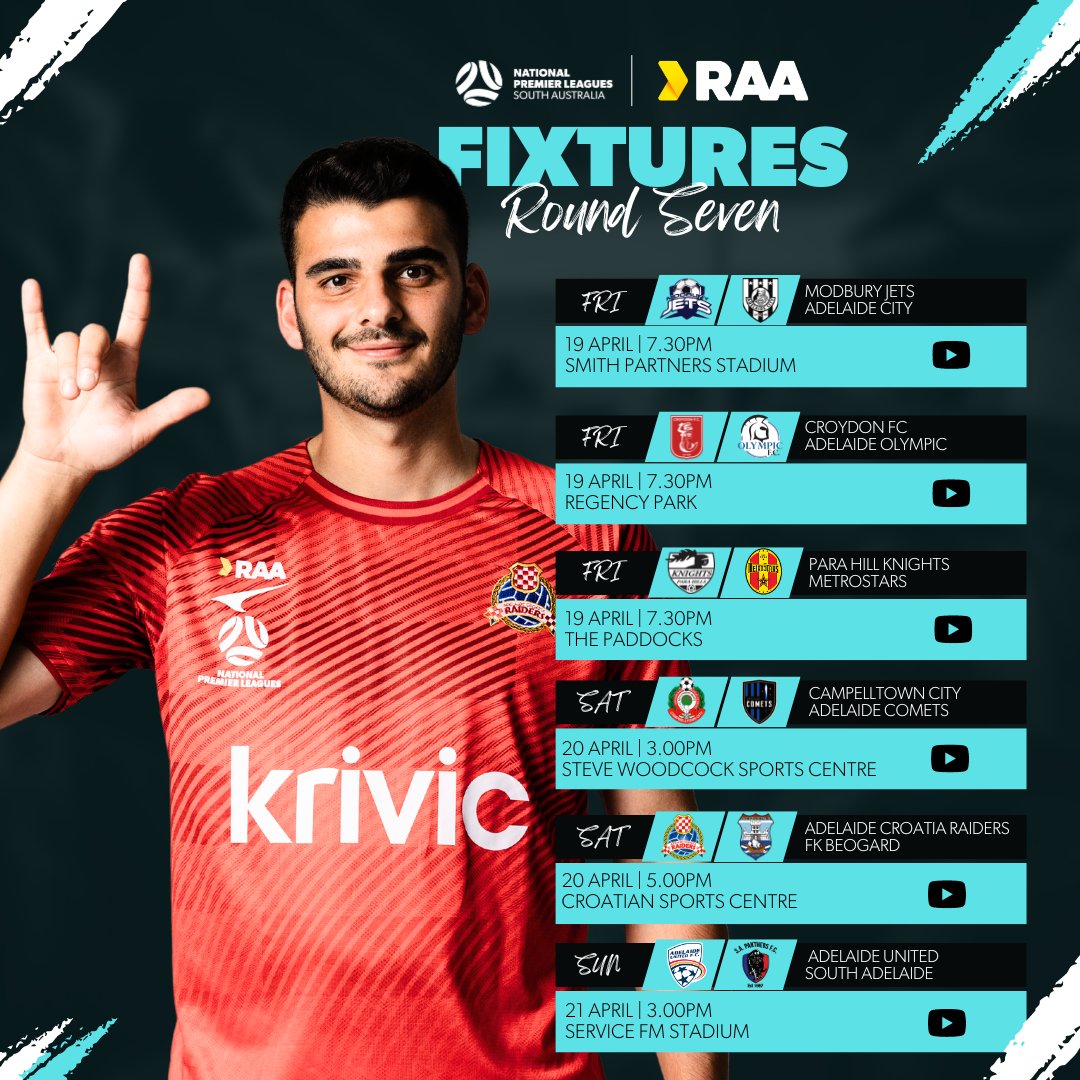 FSALeagues's tweet photo. Men's leagues return this weekend for Round 7! Check out the full fixtures now! β½
#RAANPLSA #StateLeague1 #StateLeague2 https://t.co/W01FCDlArZ