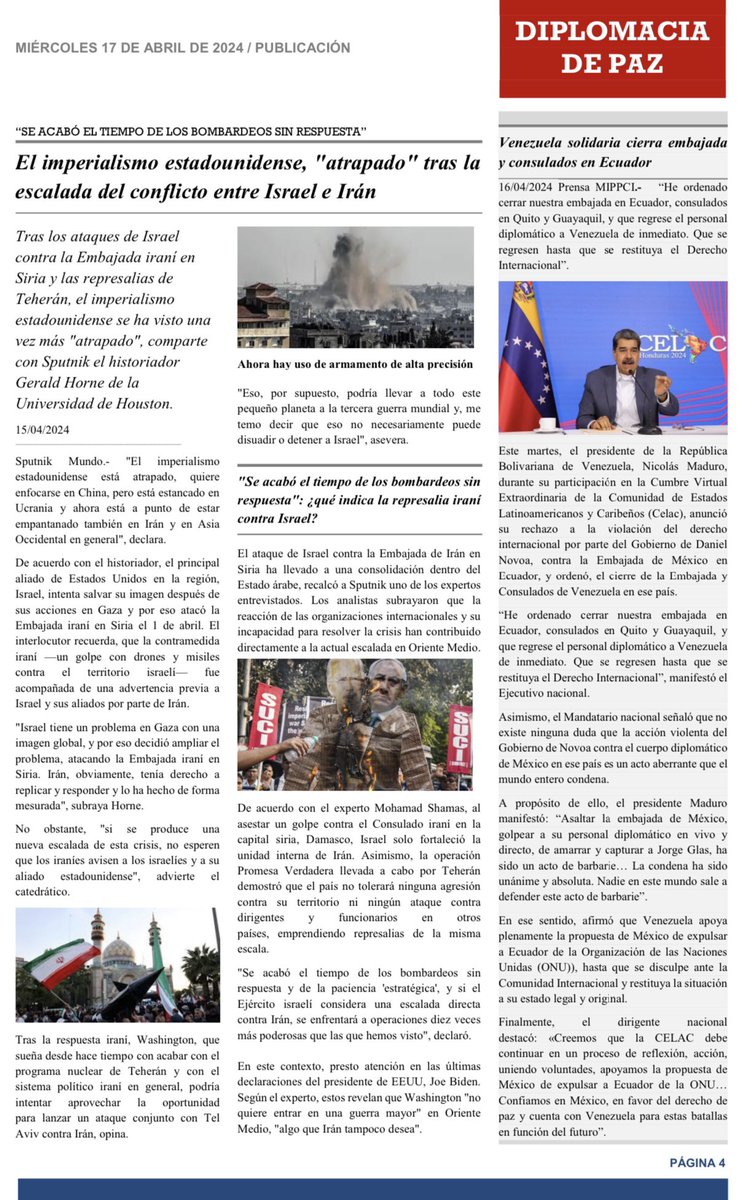 Ponemos a disposición de la militancia bolivariana el boletín Diplomacia de Paz Nro. 40.

ramonlobo.psuv.org.ve/files/2024/04/…°-40-del-17-Abril-2024.pdf
