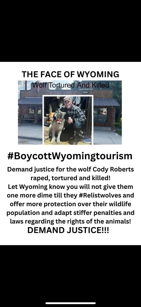 #boycottwyomingtourism Spend no more in their state till they offer these animals protection. #standinsolidarityforchange