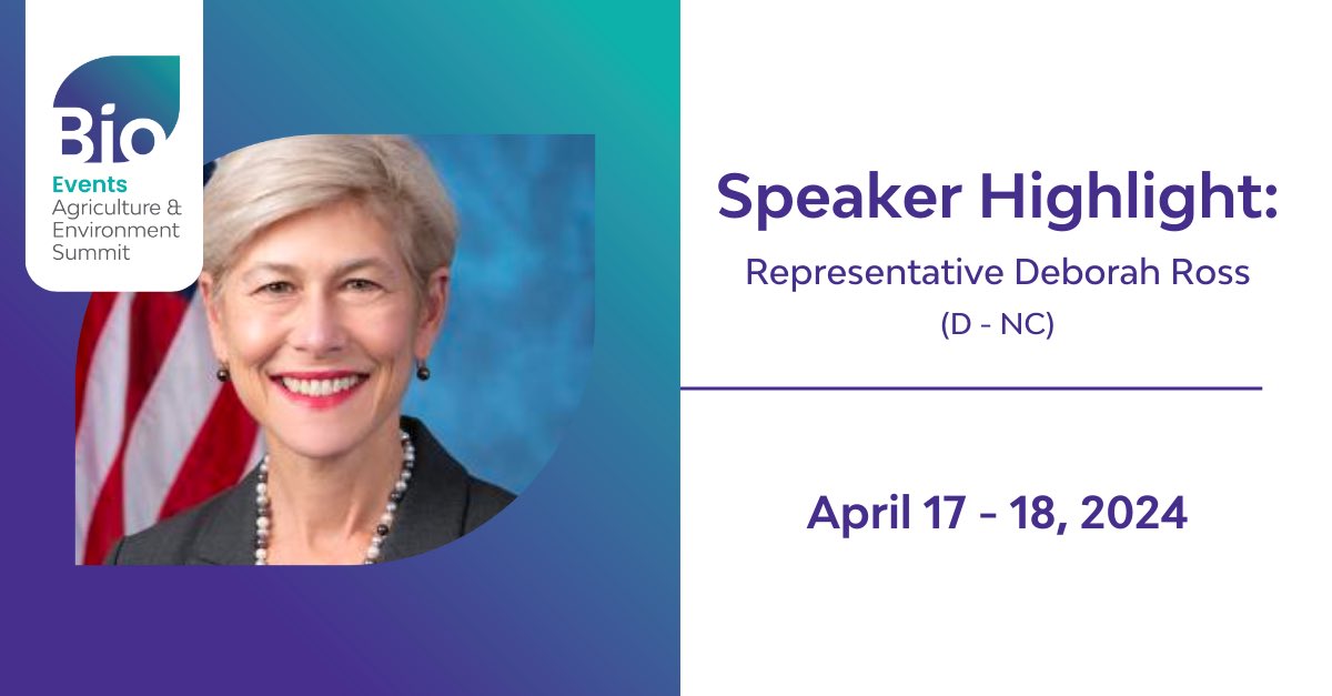 IAmBiotech's tweet photo. At tomorrow’s BIO Agriculture & Environment Summit, Rep. @DeborahRossNC will share insights on how #biotech is contributing to the #cleanenergy transformation and creating #jobs in the growing #renewableenergy sector. #BIOSummit https://t.co/U33qgDjoLX