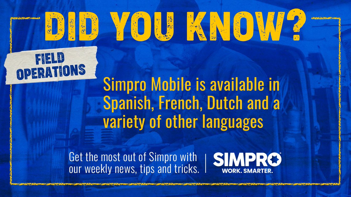 simprosoftware's tweet image. Language is no barrier for our versatile field staff! Whether you&apos;re a technician or an engineer, set your preferred language within Simpro Mobile settings and take global to personal! 

Dive into the Help Guide to explore more! bit.ly/3Q5wKHU

#FieldOperations