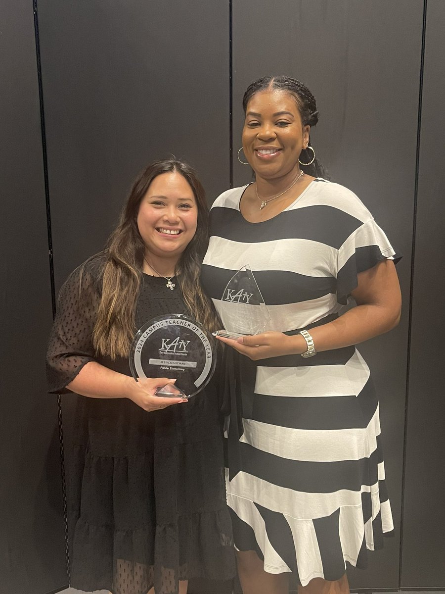 What a beautiful evening celebrating our Katy ISD “of the year” recipients! We got to celebrate our Teacher of the Year, Ms. Jessica Guzman, and our Katy ISD Diagnostician of the Year, Ms. Keli Duerson! We are so proud of them both! 💜💛 #FielderPride