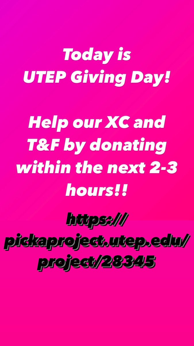 Time is running out! Participate now in UTEP's Giving Day!

pickaproject.utep.edu/project/28345