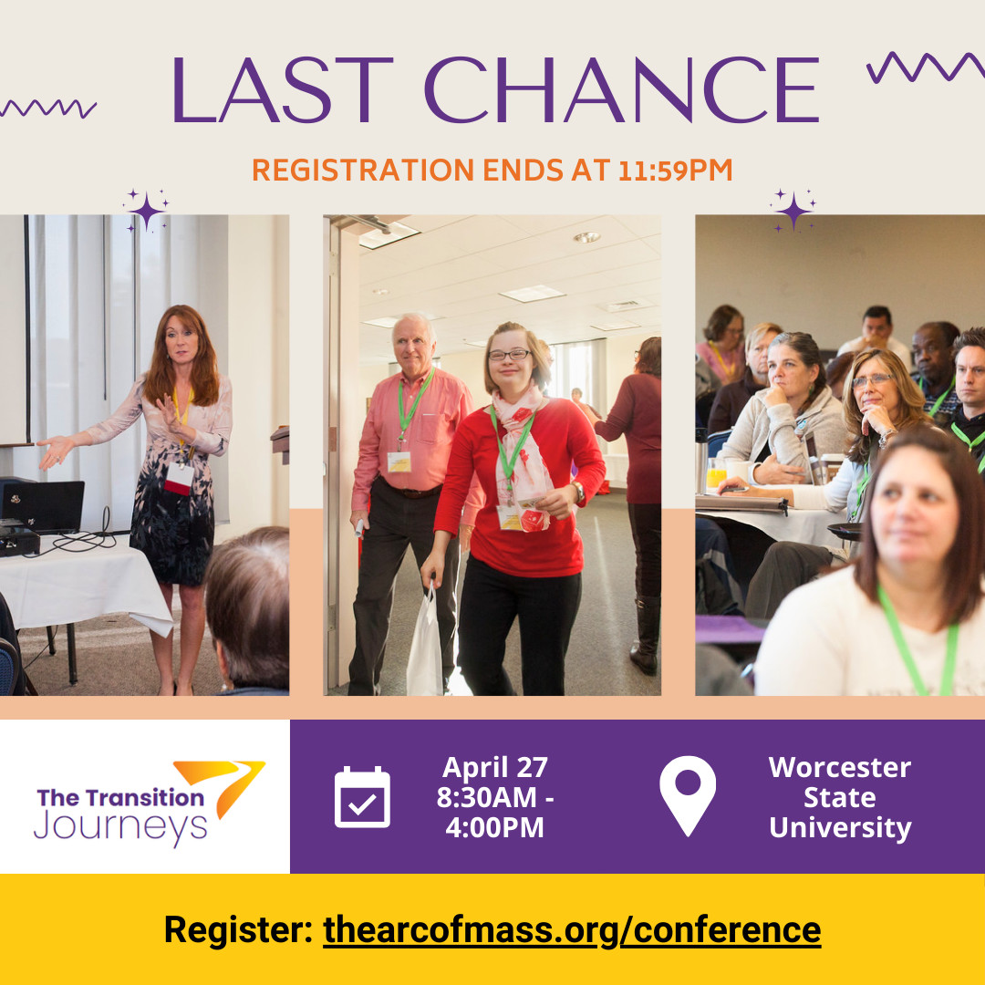 Only hours remain before Transition Conference registration is closed. This is your last chance to sign up to join us on April 27. This full day conference won't be back until 2026. Sign up now: thearcofmass.org/conference