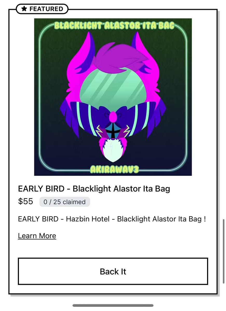 itzastralis's tweet photo. Added Blacklight Alastor Ita Bag Tier !! LIMITED STOCK !!
 https://t.co/Oidjukh1me

#HazbinHotel #HazbinHotelAlastor https://t.co/QNnUnJIbHX
