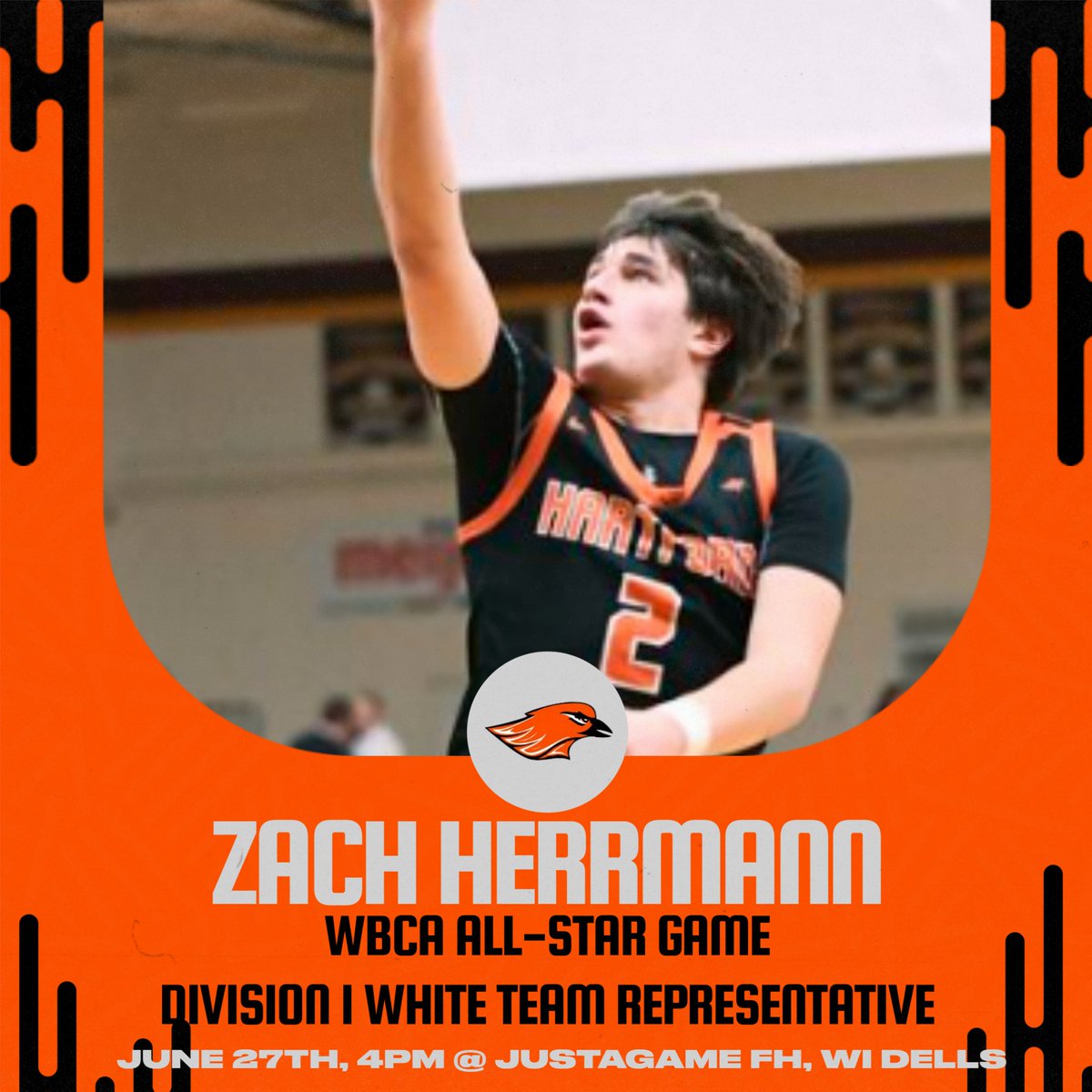 @ZachHerrmann_1 was selected to participate in the WBCA Division 1 All-Star game as a member of the White Team on June 27th at @JustAgame1, 4pm start! Well deserved! Please consider donating to a great cause! wisbca.org/allstar-game/d…