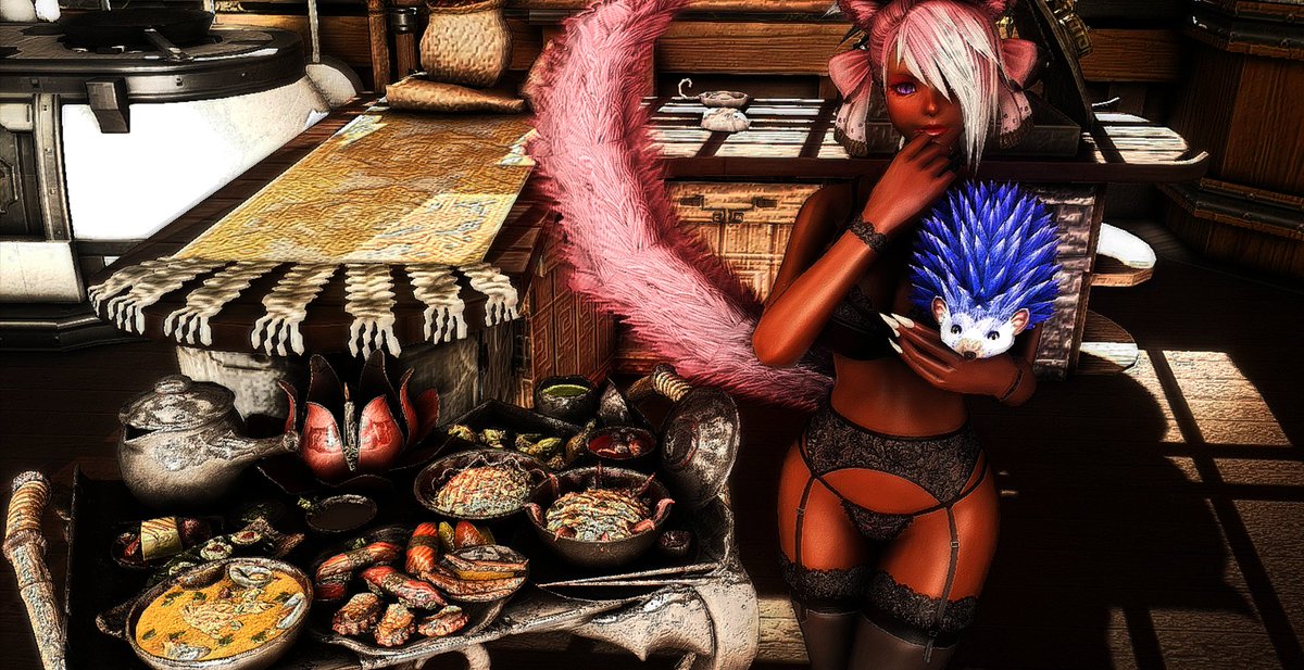 FF14HerElegancy's tweet photo. "It's a bit hot in here. 🔥
I turned down the lights, I hope you don't mind."

"Dinner is ready! 🍽️"

[ #FFXIVPOC #FF14POC 
  #FFXIVgpose #FFXIVgposers 
  #Gpose #Gposers 
  #FFXIVmiqote #FFXIVsnaps 
  #KimhohoonMods #FloofPoses
  #FandanielMods #SomaMods ] https://t.co/tGnsyQIhe6