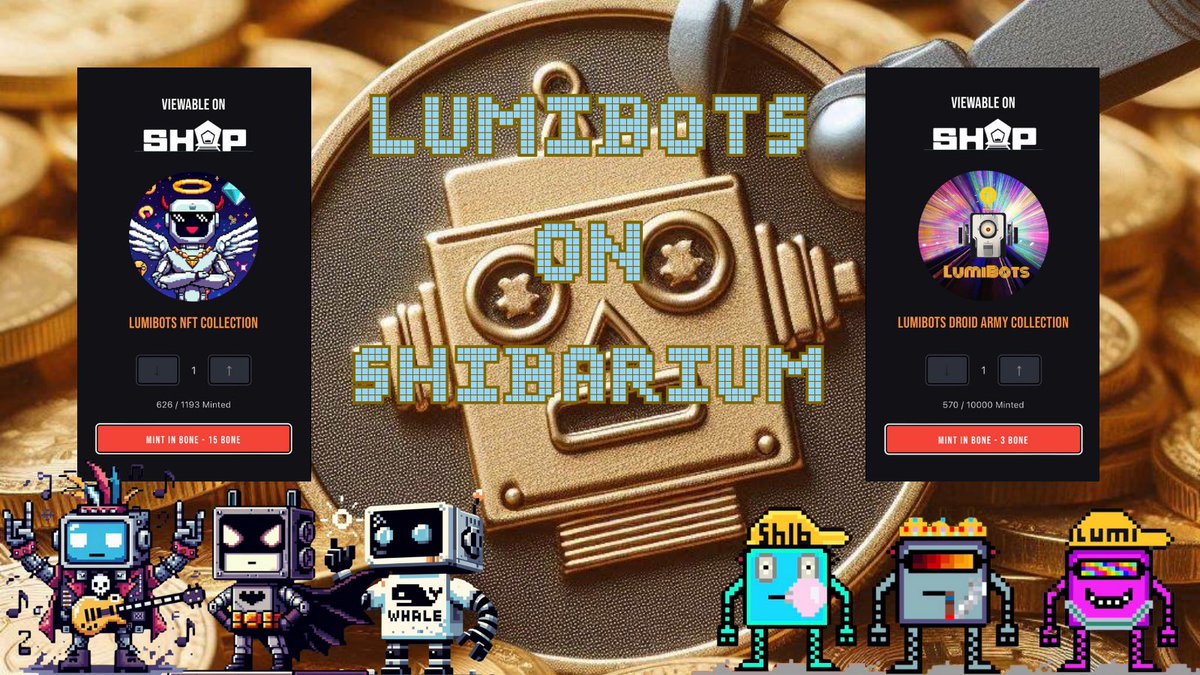 Lumibots_art's tweet photo. 4/17/24 #LumiBots project update👇🧵 

#LumiBots OG Collection- Currently at mint #626 our next scheduled giveaway will be at mint #632 only 5 mints away! All #LumiBotsOG holders qualify for the giveaway. Minting for 15 $BONE on #ShibCoOp & #MantraProtocol tradable on @NestXNFT 🚨flash giveaway the next 5 mints will receive 115,000 #SHIB Tokens with their mint.

#LumiBots (LDA) Collection- Currently at mint #570 minting for 3 $BONE per on @ShibCoOp & @MantraProtocol tradable on @NestXNFT Giveaway soon for this collection also.