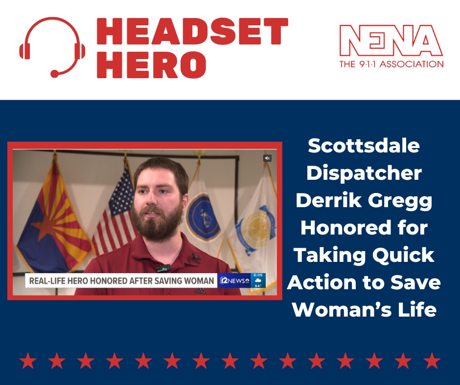 Scottsdale dispatch supervisor Derrik Gregg was honored with a national Critical Response Award for quick thinking and life-saving action. “I appreciate the acknowledgement, because often we’re the unseen heroes, we’re just heard.' ➡️ wltx.com/article/life/h… #HeadsetHeroes