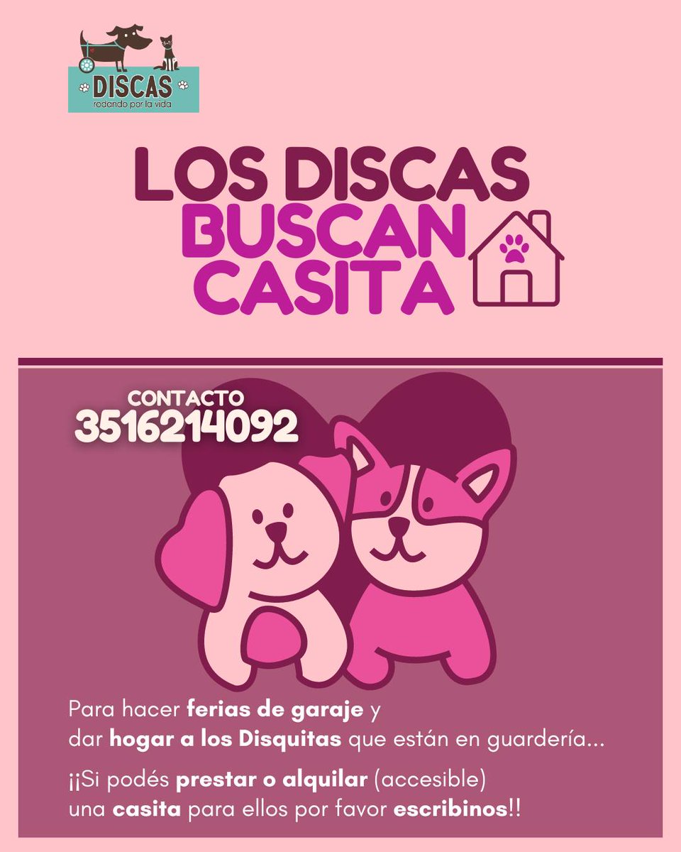 📢¡Los Discas buscan un hogar para
hacer ferias de garaje y dar cobijo a los Disquitas que
están en guardería! 🏡

¿Tenes un espacio disponible?

Si podes ayudarnos ¡contáctanos al 3516214092! 🙌