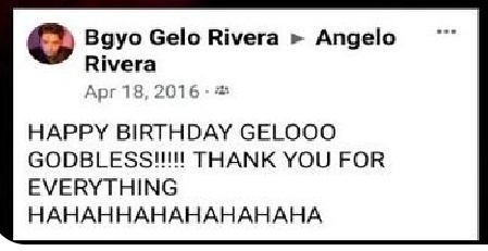 APRIL 18,2016 Gelo Rivera binati ang Sarili!? 😭😭😭
April 18 2024 ACEs around the world bumati na sayo ng Happy's Birthday @BGYO_Gelo from now on di mo na babatiin ang sarili mo. Marami na kameng nagmamahal sayo #BGYO_GELO OUR CUTE KAPITAN love you!!!