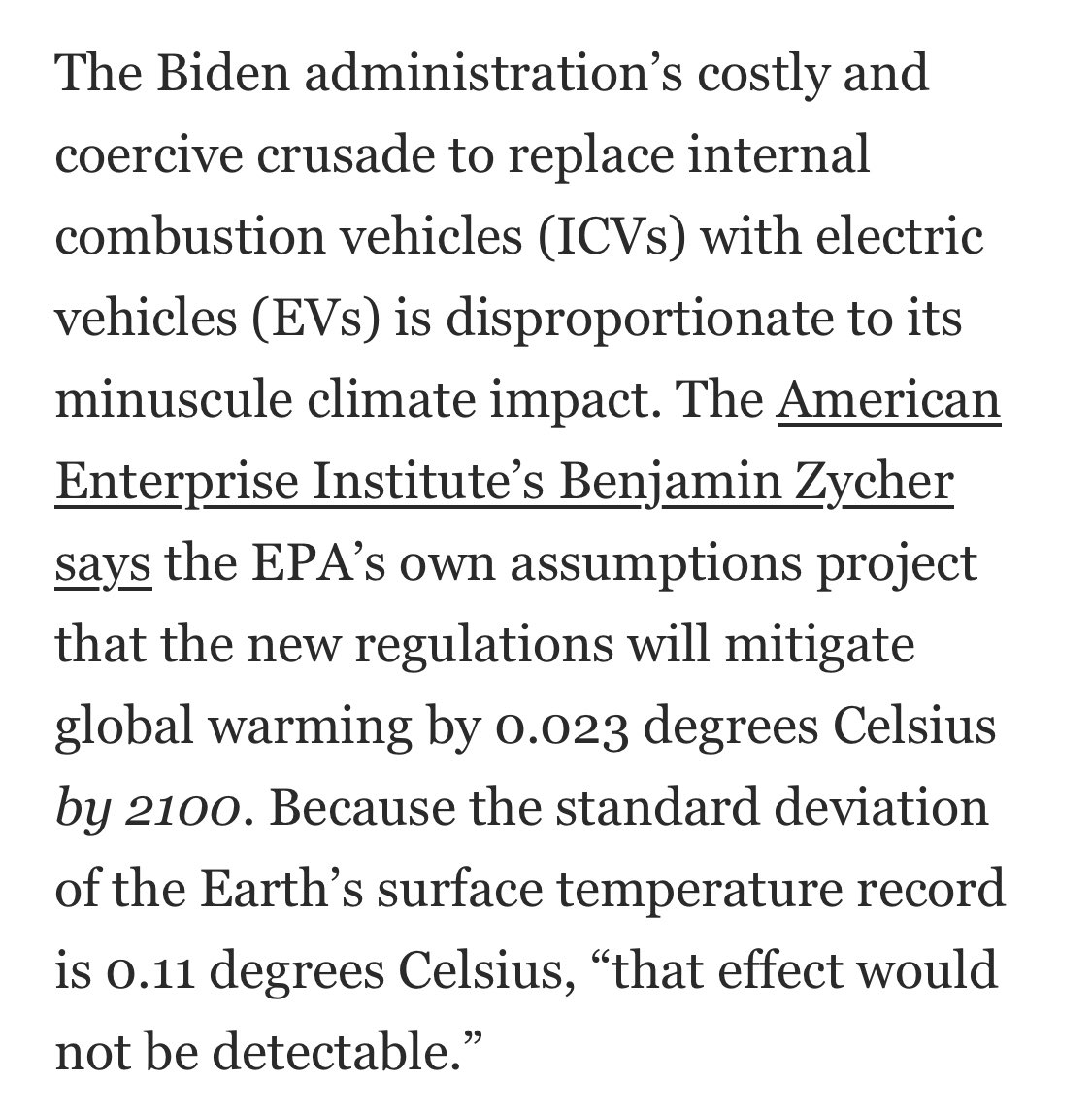 George Will in the Washington Post shows the climate value of electric vehicles. This a not very controversial scientifically