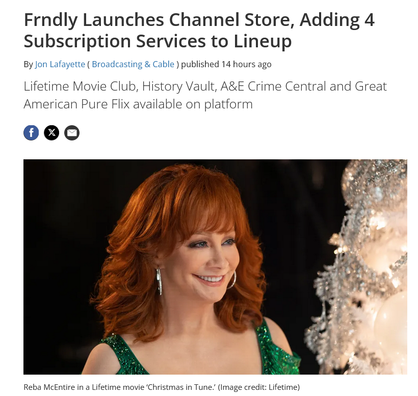 🚨 @FrndlyTV Launches Channel Store, Adding 4 Subscription Services to Lineup Lifetime Movie Club, History Vault, A&E Crime Central and Great American @PureFlix available on platform -@GAfamilyTV @billabbottHC nexttv.com/news/frndly-la…