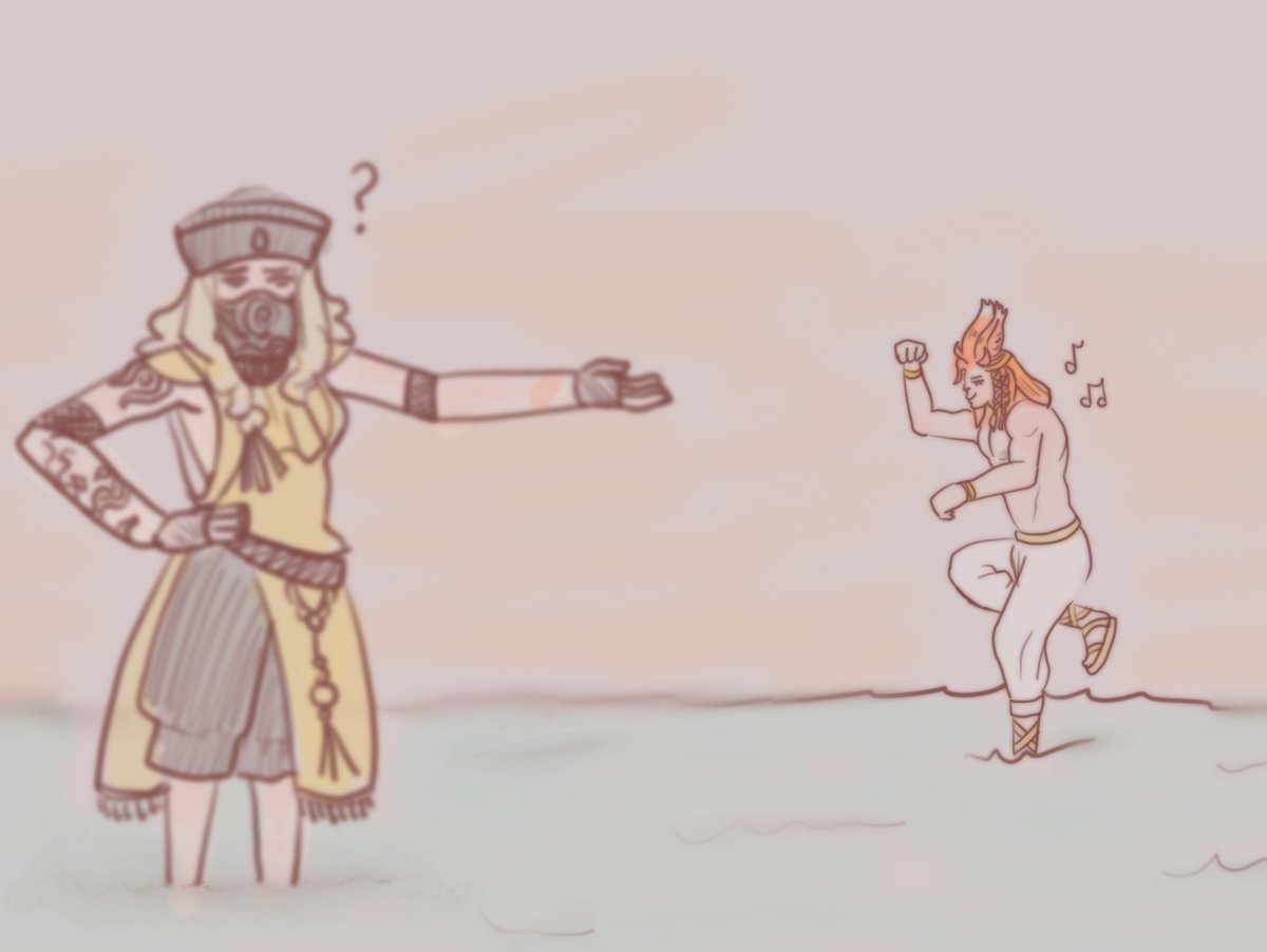 Real_Toby_Art's tweet photo. two completely unrelated gamers that lined up on my screen in a really funny way, that bunny was busting it down #frythap #ffxivart #ffxiv #ff14 #ffxivartparty #ff14art https://t.co/pLiSDGkq3X