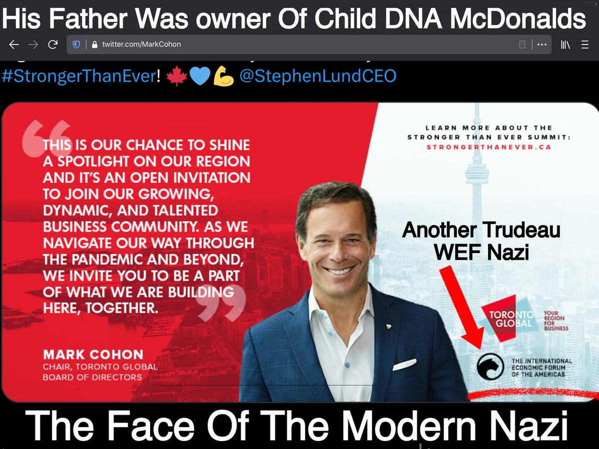 #ChildTraffickers #McDonalds #GeorgeCohon #MarkCohon #BoycottMcDonalds #ActualNazi #WEFTards #Zionists #NaziScum #NoAmnesty Mark's daddy george, is who issued me a death threat for the PR Work I do...I call it Humanitarian Work, Let's Save Children, End McDonalds. 100%
