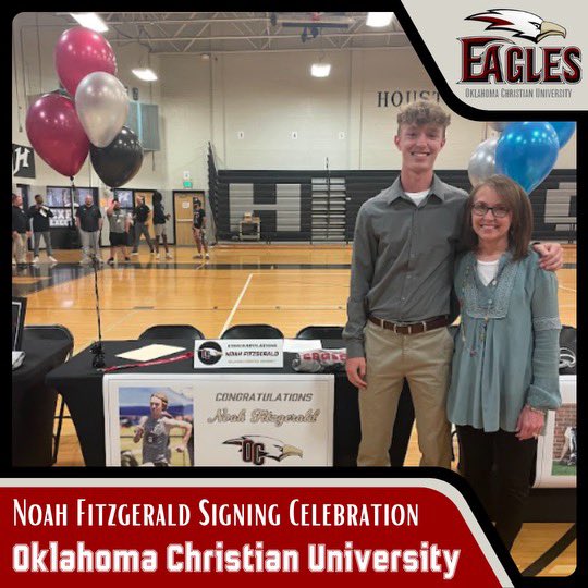 Noah Fitzgerald, a 4-year varsity track athlete,  2023 Track MVP, state competitor  in 2023 for the 800 &amp; 2022  for the 4x800m Relay and recently a Region Champion for the 4x800m Relay signed to run at Oklahoma Christian University! We could not be more proud of him!