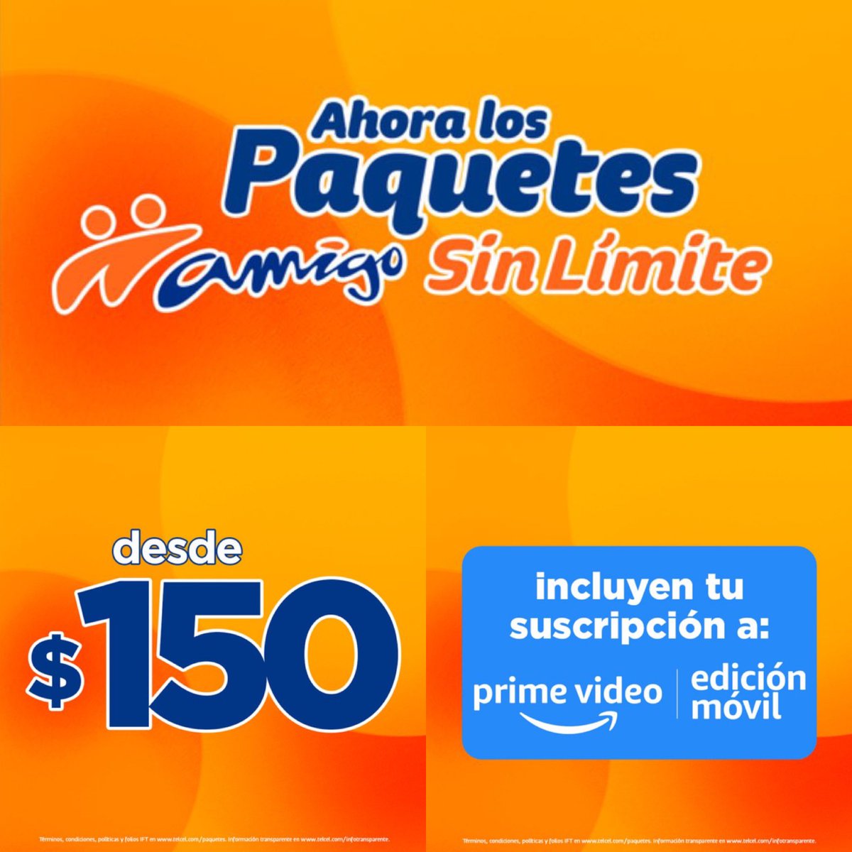 En Telcel, las recargas Amigo Sin Límite a partir de 150 pesos incluyen gratis Prime Video.