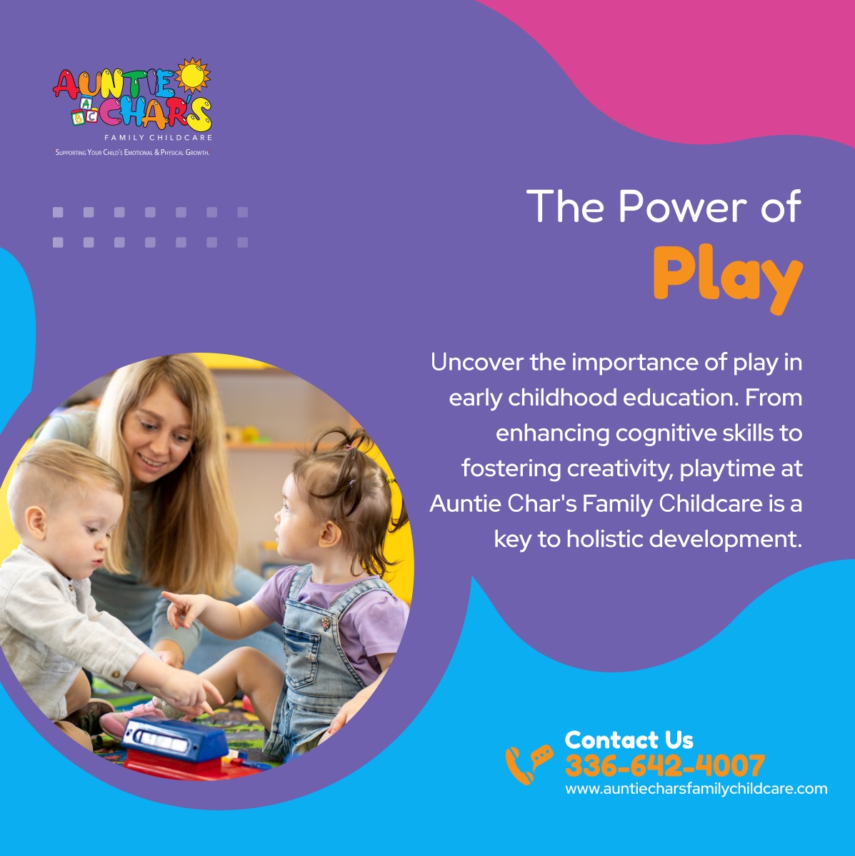 Play is a powerful teacher! Enroll your child at Auntie Char's Family Childcare to harness the full potential of playful learning. 

#RuralHallNC #ChildCare #PowerOfPlay