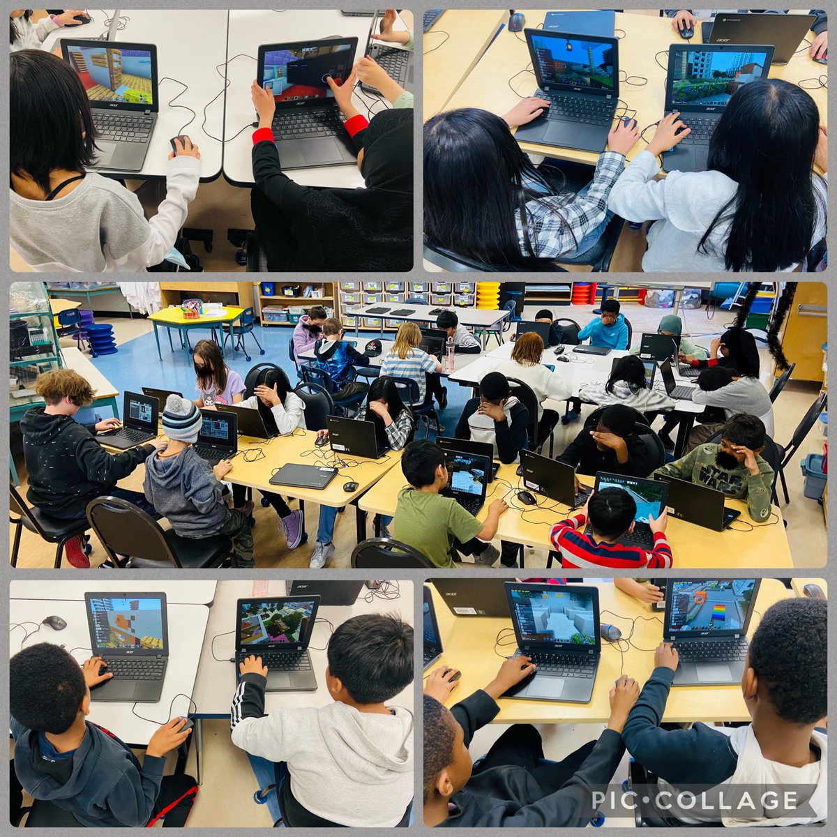 #LevelUpCalgary Minecraft Season 3: Park & Portals is in full swing @RadissonParkCBE! Students are fully engaged in building vibrant and sustainable public spaces! @cityofcalgary @yyCBEdu #CBEMinecraft #WeAreCBE @CBEArea3 @CBELearningTech @blaistech @AriaAzizi #RPSLearns
