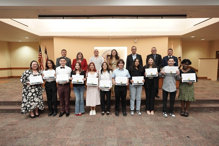 The Board of Trustees recognized the El Dorado HS journalism team for winning the 2024 Gold Crown Award for their yearbook from the Columbia Scholastic Press Association, the highest recognition given by the CSPA for overall excellence in a student print or digital medium.