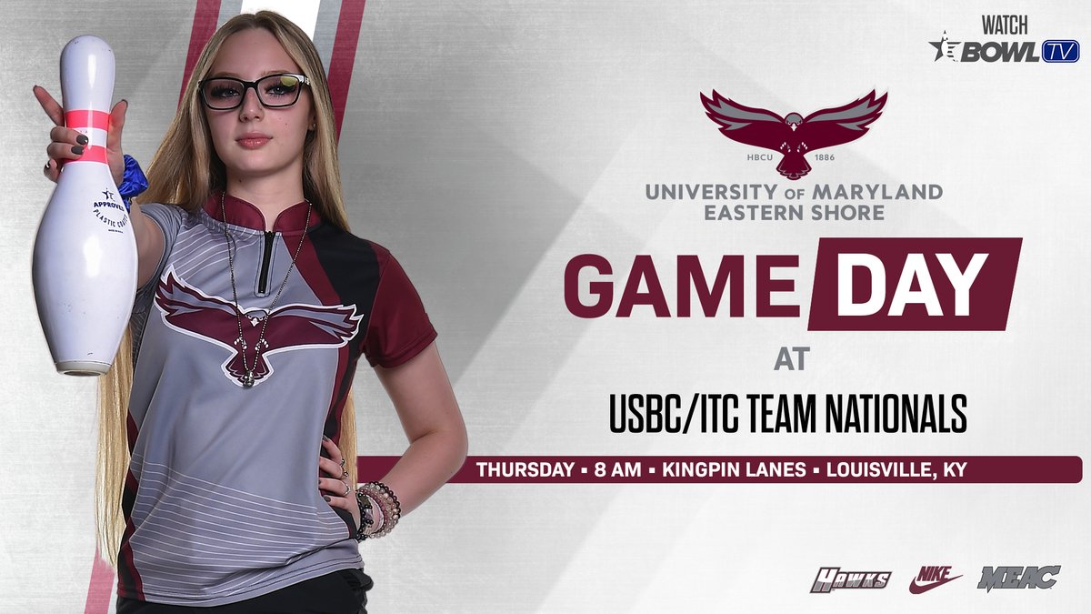 🎳 USBC/ITC NATIONALS! 🎳 The University of Maryland Eastern Shore Hawks begin their hunt for a national championship after winning the MEAC title earlier this spring! Watch: bowltv.com #HawkPride