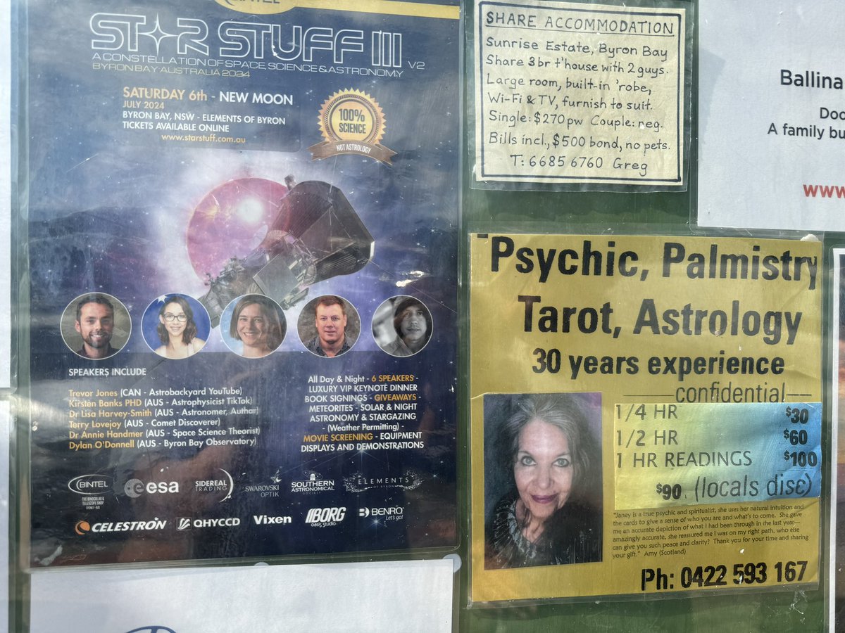 For $150 you could come to a full day and night astronomy conference OR spend 1.5 hours with “Janey” and get your palms read. Oh decisions decisions! 🤷🏽‍♂️ ✋ StarStuff.com.au @BintelShop @AstroBackyard @AstroKirsten @AnnieHandmer #byronbay #hfs